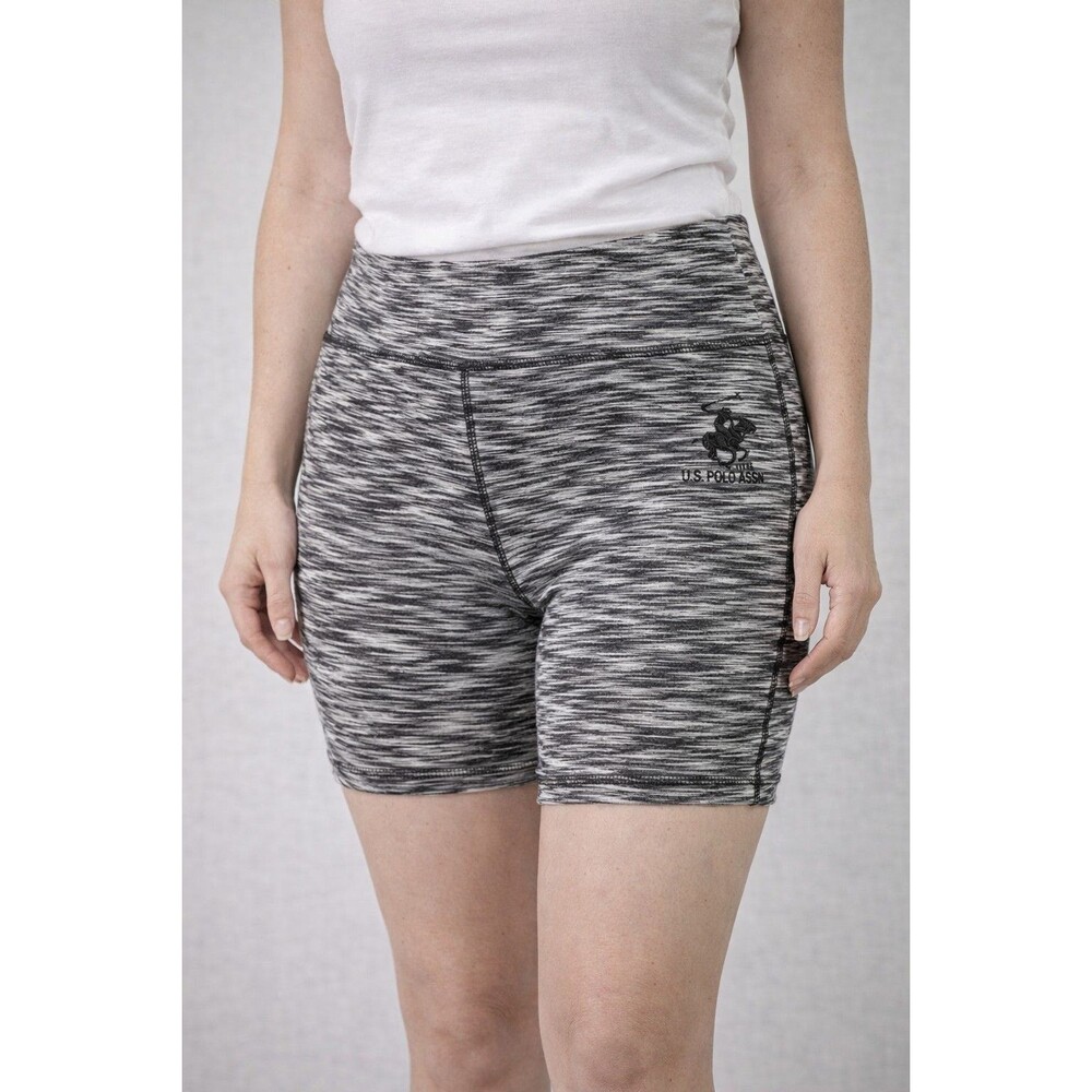 U.S. Polo Assn Athletic Shorts Women’s High Waist Space Dye Stretch Gym Yoga...
